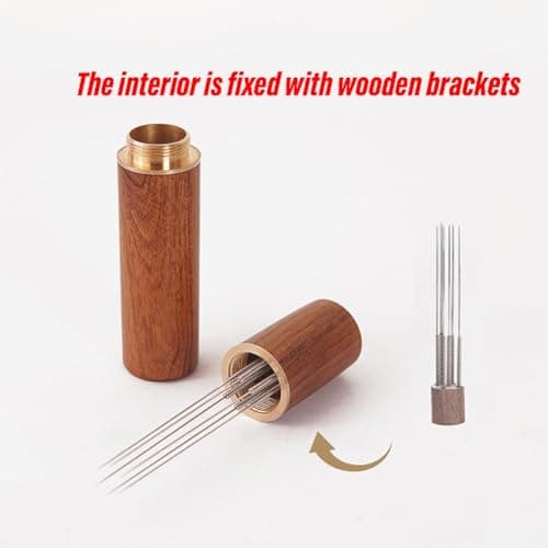 ABSTER Espresso Coffee Stirrer WDT Tool, 6 Needle Distribution Tool 304 Stainless Steel, Wooden Handle Coffee Needle Stirrer, Espresso Accessories for Coffee Machine, Barista Tools Home Brewing 4