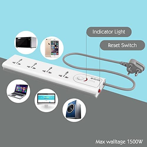 Polycab 3 Pin Socket 4 in 1 Power Extension Strip For Home & Office Use With Surge Protection Connect Computers Laptops & Home Appliances 5