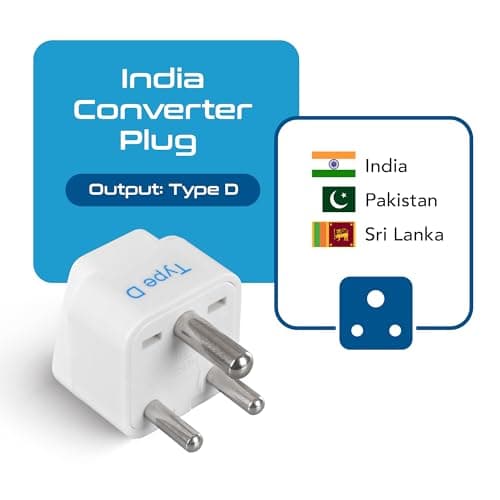 Ceptics Canada to India Converter Plug, World (USA, UK, China & More) Australia to India Plug Converter - Type D USA India Adapter - CE - RoHS - (White) - 2 Pack 2
