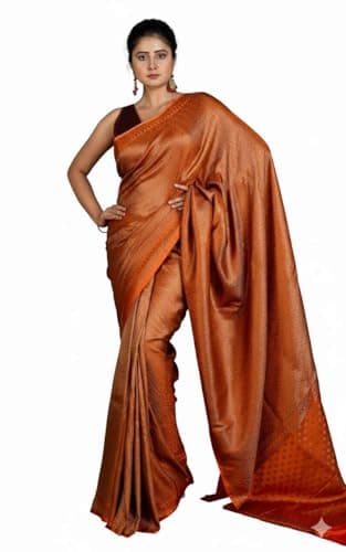Bengal Looms India - Brocade Mashru Katan Banarasi Silk Saree with Blouse Piece- Ethnic Wear for Wedding, Festive & Party Occasions