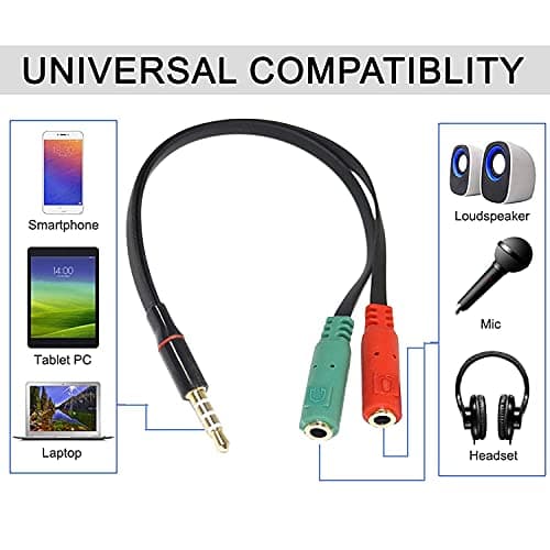 JGD PRODUCTS 1 Male to 2 Female 3.5mm Audio Jack to Headphone Microphone Splitter Converter Adaptor Cable(Specially Design for Mobile and Tablet Only) 2