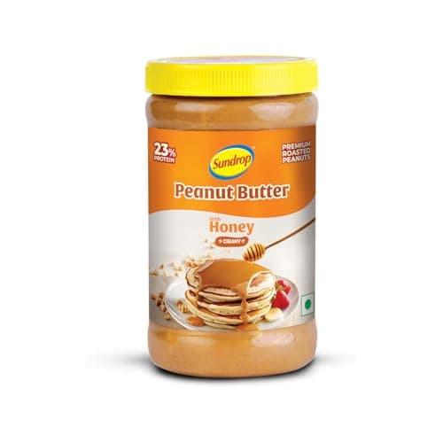Sundrop Peanut Butter with Honey | Creamy | 462 grams | With 23% Protein | 7% Dietary Fibre | Premium Roasted Peanuts | No Preservatives | Great Value Per Gram of Protein