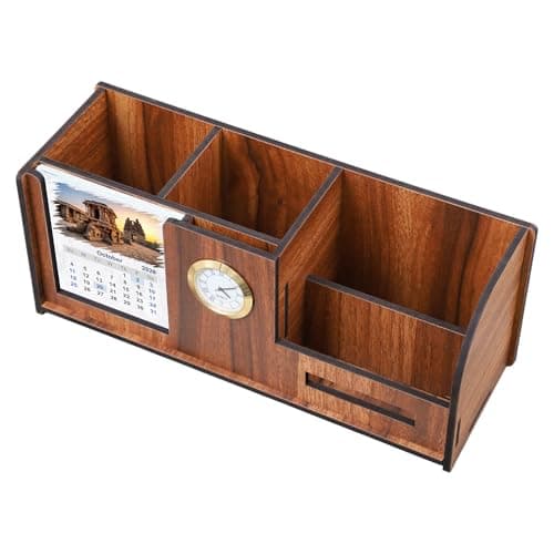 Deskart Stylish Pen Holder Stand with Clock, Two Years Calendar, Business Visiting Card & Mobile Holder | Multipurpose Desk Organizer for Office Desk and Gifting 3