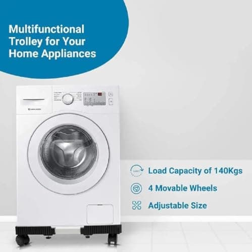 PERDIA Adjustable Top Load Washing Machine Stand Washing Machine Stands Fridge Stand Refrigerator Trolley Washing Machine Trolley Capacity 140 Kg Min-16.5X19.5 Max-25.5X32 (Black) 3