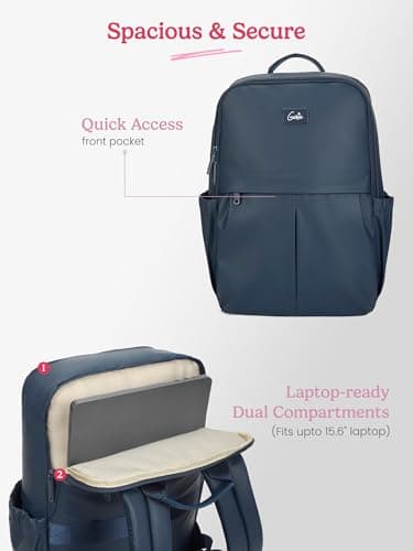 Genie Cipher Laptop Backpack for 15.6 Inch Laptop, Navy Blue | Spacious College & Office Backpack for Women & Girls 4