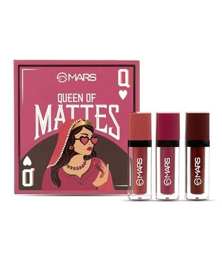 MARS Queen of Mattes Liquid Lipsticks Box Set of 3 (13.5 ml) (ALL ROUNDER) | Smudgeproof & Transferproof | Intense Swipe Pigmentation | Long-Lasting Wear