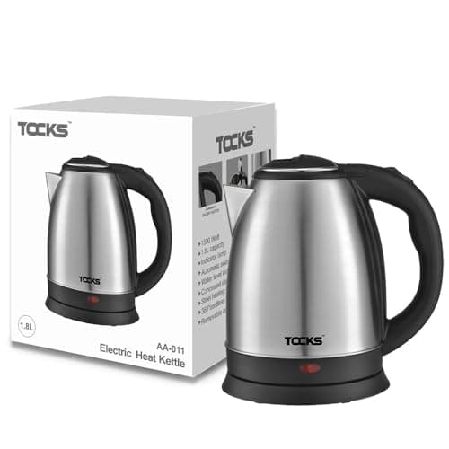 Tocks AA-011 Electric Kettle, 1.8L Capacity, Black – Rapid Boiling, Auto Shut-Off Feature (ONE YEAR REPLACEMENT WARRENTY)