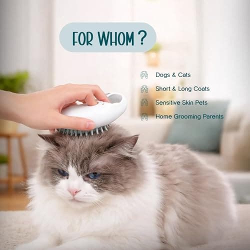 Tilting Heads FoamFlow Bath Brush for Dogs & Cats – 2-in-1 Pet Bath Brush with Shampoo Dispenser, Soft Silicone Bristles, Gentle Massage & Easy Cleaning 2