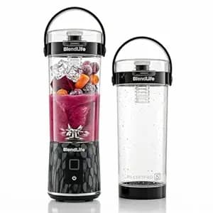 BlendLife NOVA Portable Blender | Smoothie Maker for Gym & Travel | 600ml | 12 Blades | 7.4V | Inbuilt Sipper, Handle & Filter | Convertible Lid | USB Rechargeable | BIS Certified | Made in Bharat