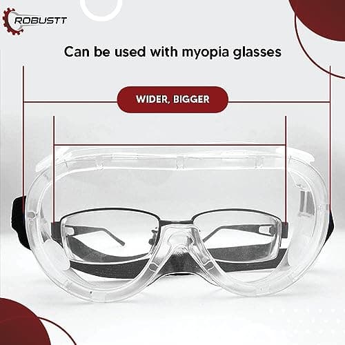 Robustt Safety Goggles for Chemical Protection with an Adjustable Strap and Minimum Lens Fogging (Pack of 2) 4