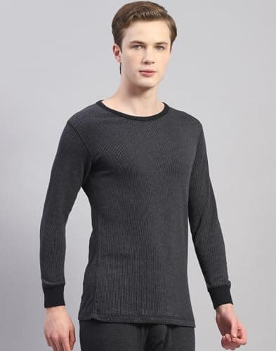 Monte Carlo Mens Solid Black Round Neck Full Sleeve Thermal Vest (6240BM5BL-0-36) 3
