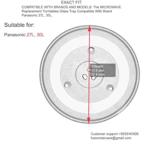FUSION STAR Turntable Suitable for Panasonic 27L to 30L, Models Microwave Oven Glass Plate (Size 12.4 inch/315 mm) 3