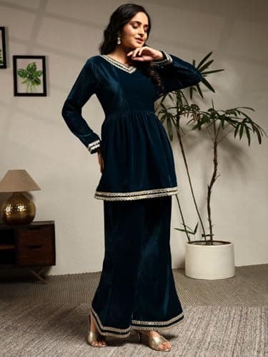 Leriya Fashion Women’s Velvet Co-ord Set | Winter Co ord Sets for Women Stylish | Party Suit | Formal Office Wear & Casual Look | Latest 3