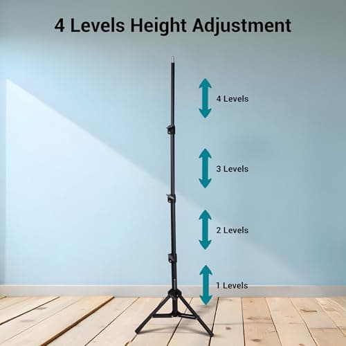 ZEBRONICS PSH01, Projector Tripod Stand, 360° Rotatable, Foldable and Portable Design, Metal Body, 4 Level Height Adjustment, Supports Upto 5kg, Easy to Setup, with 6.35 mm Mounting Screw 3
