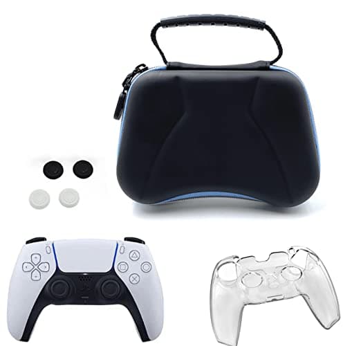 24x7 eMall 24x7 eMall Controller Case Compatible with PlayStation 5 Controller Black Hard Shell with Clear Cover and Thumb Grips