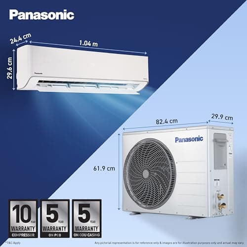 Panasonic 2.0 Ton 3 Star, New star rated, Hot & Cold Wi-Fi Inverter Smart Split AC (Matter/MirAIe, AI, -10~55°C Oper., Copper Condenser, 8in1 Convertible, 4-Way, PM 0.1 Filter, CS/CU-EZ24CKYFM,White) 4