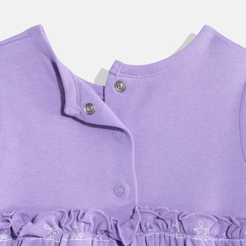Mothercare Girls Cuddle Bunny Printed Full Sleeve Romper | Soft Cotton Baby Jumpsuit for Infants & Toddlers, Purple 4