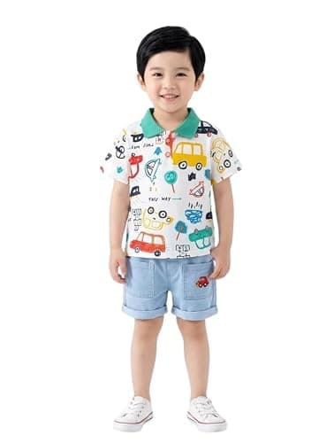 Summer Dress for Baby Boy | Cotton Printed Round Neck Half Sleeve T-shirt and Shorts Kids Summer Wear Boys | Casual Wear Clothes for Baby Boys | Perfect Playwear for 1-5 Years (White, 4-5 year)