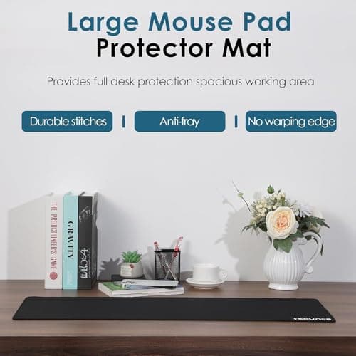Sounce Mouse Pad Mercerized Surface Anti-fray Edges and Anti-Slip Rubber Base Gaming Mouse Pad a Laptop Desk Mat with Smooth Mouse Control Dimensions 900L x 400B x 2H mm (Black) 5