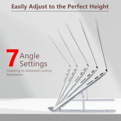 Onscare Adjustable Aluminum Laptop Stand 7 Angle Ergonomic Foldable Portable Riser Holder for Desk, Compatible with MacBook, Dell, HP, Lenovo & All Laptops/Tablets (Silver) 3