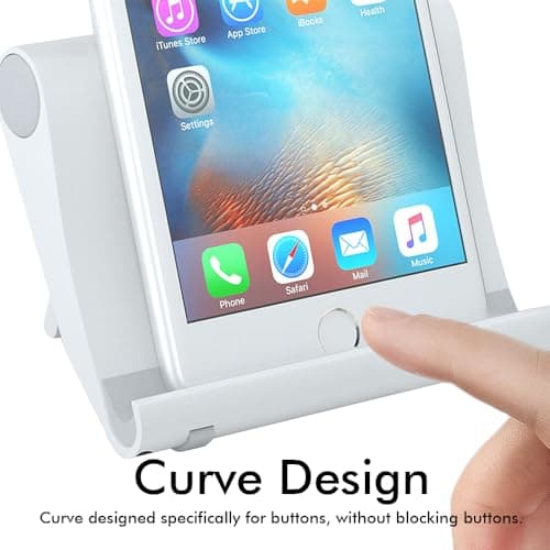 Wireless Gold Adjustable Phone Stand Compatible with Tablets, Kindle E-Readers & Phone Multi Angle Desktop Holder (White) 2