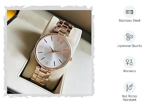 Daniel Radcliffe Women Analogue Wrist Watches for Women's & Girls&Miss&Ladies Diamond Studded Dial Rosegold Colored Stylish Bracelet Strap (Rose Gold) 4