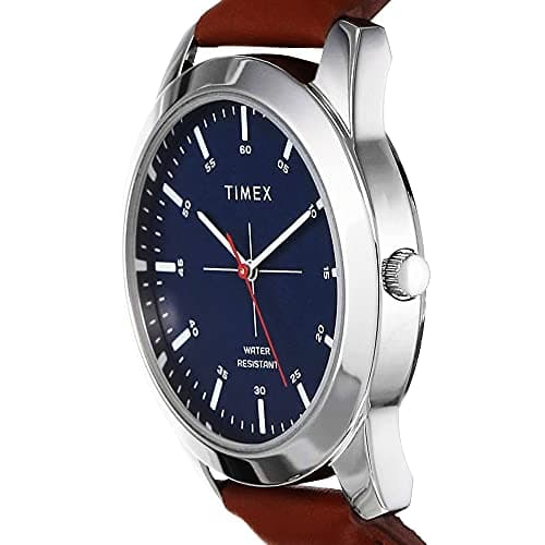 TIMEX Classics Analog Watch for Man with Blue Round Dial & Tan Leather Strap Band Water Resistant Men's Wrist Watches - TW00ZR262E 2