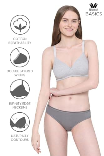 Wacoal Women’s Basics Essentials|Padded|Non-Wired|3/4th Cup|Everyday Wear|Cotton Blend|T-Shirt Bra Grey (38B) 2