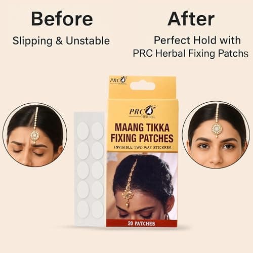 PRC HERBAL Maang Tikka Fixing Patches - Invisible Double-Sided Stickers for Secure Hold | Skin-Friendly, Long-Lasting | 40 Patches (2 Packs of 20) 5