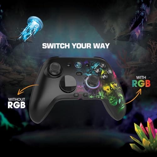 Cosmic Byte Lumora Tri-Mode Controller with Stealth Black RGB-Reveal Design, Hall Effect Joysticks & Triggers, Mechanical Buttons, 1000Hz Polling Rate, 6-Axis Gyro, Windows Software, 3.5mm Audio Jack, 4