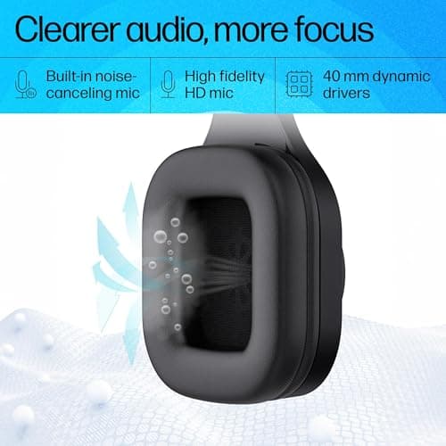 HP H120 Stereo USB Headset, Plug-and-Play USB-A, Built-in Noise-canceling mic, Adjustable Head Strap, Padded Ear Cushions, 360-degree Bendable mic, 1-Year Limited Warranty, Black, 9Z4V9AA 4
