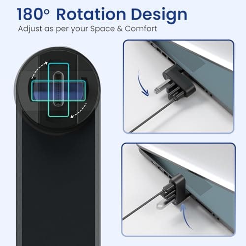 Portronics Mport Spin C, 4-in-1 Rotating USB Hub with Type-C Connector, USB 3.0, 2X USB 2.0 & Type-C Data Port, 180° Rotational Design, High-Speed Data Transfer, Plug & Play, Compact & Portable 3