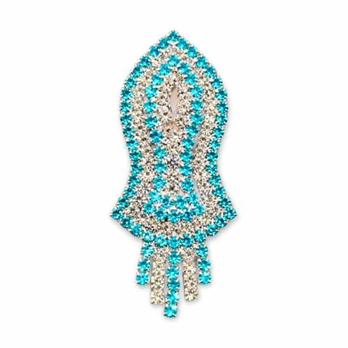 Brooch Pin Leaf Shape Rhinestone for Saree, Suit & Blazer (Turquoise)