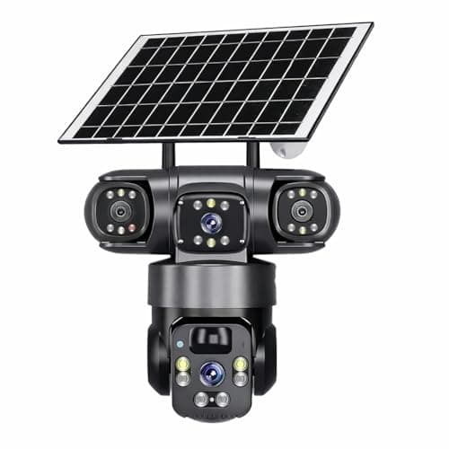 Guard Well 3 Lens Solar 4G Powered PTZ Outdoor CCTV Camera | 360° View | Color Night Vision | Two Way Audio | 4G SIM-Based Security Camera for Home with Mobile App V380 Pro (3 Lens Solar)