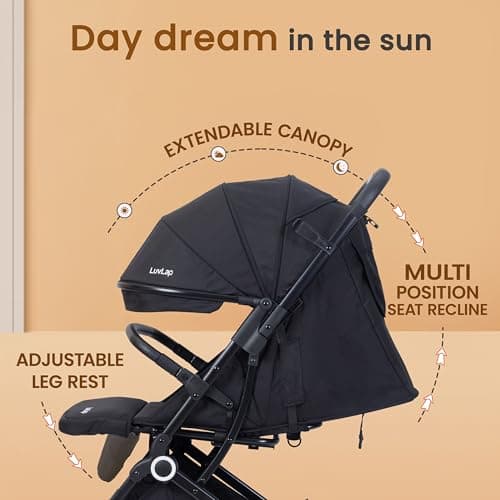 LuvLap Elite Baby Stroller, Pram for 0 to 3 Years with 5 Point Safety Harness, Large Storage Basket, Easy Fold, Extendable Canopy with Looking Window, Multilevel Recline & Adjustable footrest 4