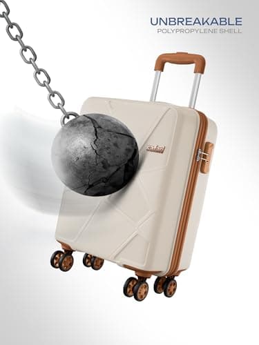Safari Pentagon Pro 8 Wheels 55cm Cabin Size Trolley Bag, Hard Case Polypropylene, 360º Wheeling Small Carry-on Luggage, Suitcase for Travel, Trolley Bags for Travel, Luxury Beige 2