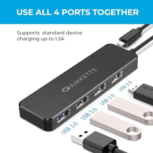 Amkette Type-C 4 Port True USB 3.0 Hub for Laptop, MacBook, chromebooks, Tablets & Smartphones (Black) 2