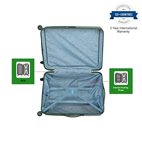American Tourister Polycarbonate (Pc) Georgia Spinner Suitcase 79 Cm Large Forest Green Check-in Hard 4 Wheels Luggage. 4