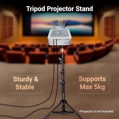 ZEBRONICS PSH01, Projector Tripod Stand, 360° Rotatable, Foldable and Portable Design, Metal Body, 4 Level Height Adjustment, Supports Upto 5kg, Easy to Setup, with 6.35 mm Mounting Screw 2