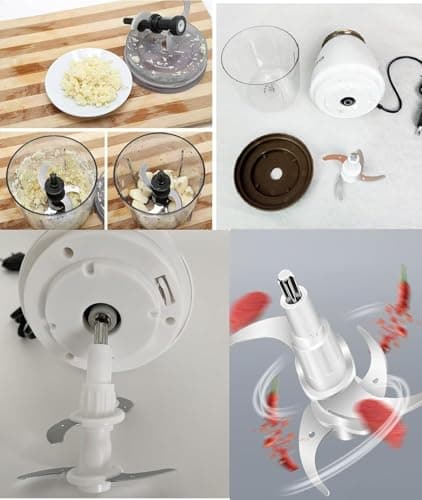 DROYALCREATIONS Nutri-chop Pearl Electric Chopper | 4 Sharp Stainless Steel Blades | 700ml | 350W | Chop and Mince Vegetables, Meat, Blends Dips | Low Noise | Light-weight Baby Food Processor 3
