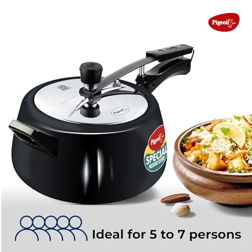 Pigeon by Stovekraft 5 Litre Special Plus Hard Anodised Inner Lid Induction Base Pressure Cooker (Black) BIS Certified, 220 Watts 2
