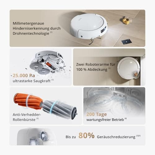 DJI ROMO S Robot Vacuum Cleaner with 25000Pa Suction, LiDAR Navigation, Self-Emptying Dock, Smart Mop System, AI Obstacle Avoidance, App & Voice Control 2