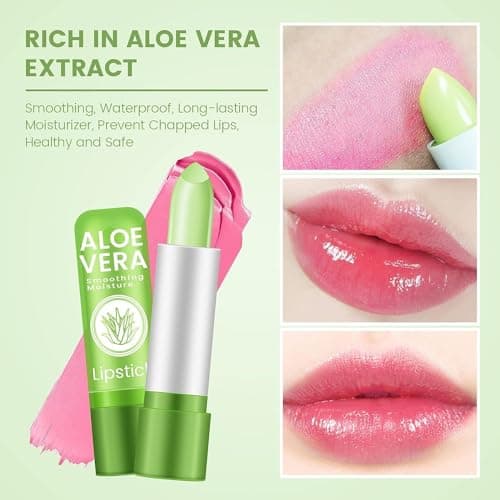 Aloe Vera Lipstick Stick, Lip Balm for Dry and Sensitive Lips, Hypoallergenic, Non-irritating 3