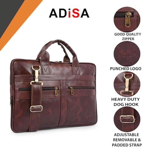 ADISA Laptop Messenger Office Bag Briefcase for Work for Men (LB6054-BRO) 3