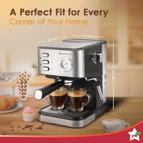 Wonderchef Regenta Espresso Coffee Machine, 19-bar, Make Espressos, Cappuccinos & Lattes at Home, With Steamer, Metal Porta Filter, Temperature Dial, 2 Year Warranty 3
