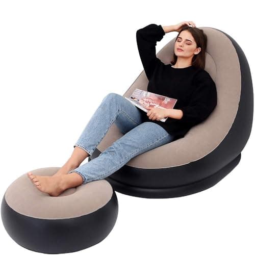 Drofail Inflatable Bean Bag Chair for Adults & Kids – Soft Flocked Air Sofa Lounge Seat, Portable Lazy Couch for Living Room, Bedroom Floor Chair (L Shape) 4