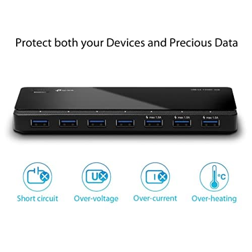 TP-Link Powered USB Hub with 7 Data Smart Charging USB 3.0 Ports, Compatible with Windows, Mac OS X and Linux Systems, 5V/1.5A Power Output (UH700) 4