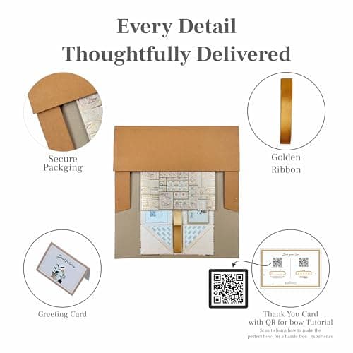 Boxotica Golden Floral Small Gift Box – Foldable Rigid Hamper with Ribbon & Greeting Card, Reusable Keepsake Box for Dry Fruits, Weddings, Birthdays, Housewarming Return Gifts, Thambulam & Vratham Kit 6