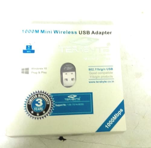 1000M Mini Wireless USB Adapter, 1000Mbps, 802.11b/g/n, Plug & Play, 3 Year Warranty