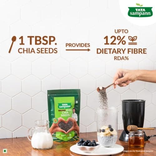 Tata Sampann Pure Chia Seeds, 200g, Rich in Calcium & Protein, Source of Iron, Trans Fat Free, Rich in Magnesium, Rich in dietary fibre, Rich In Omega 3 Fatty Acid 4